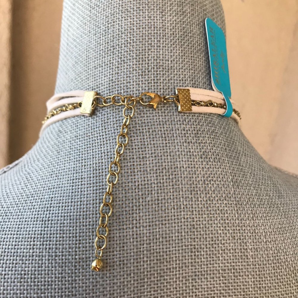 Anthropologie | Shiraleah Jewelry Ivory Leather Martina Choker Lariat Necklace - Picture 2 of 3